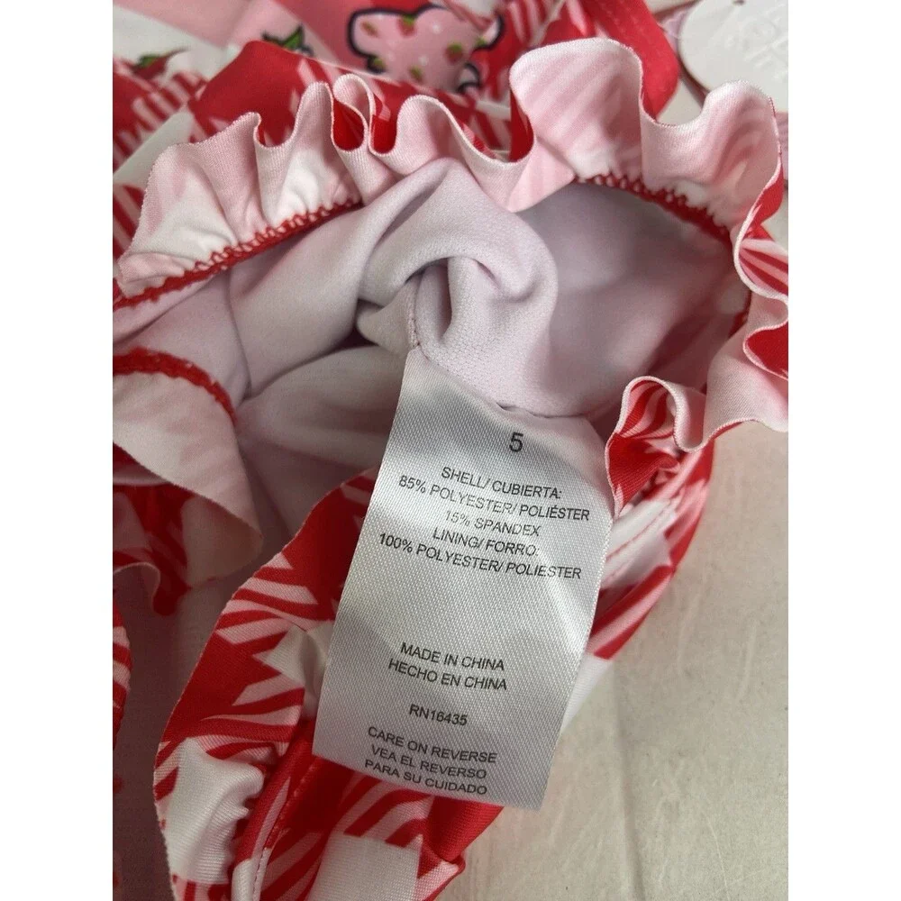 Strawberry Shortcake Gingham Red White One Piece Swimsuit Swimwear Girls Size 5